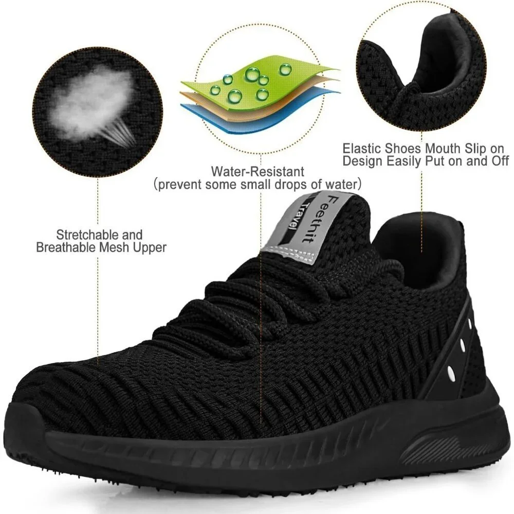 Women’s Tennis Running Shoes Lightweight Sneakers for Travel & Gym Black